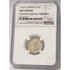 AUSTRALIA 1918 . SIXPENCE . NGC 